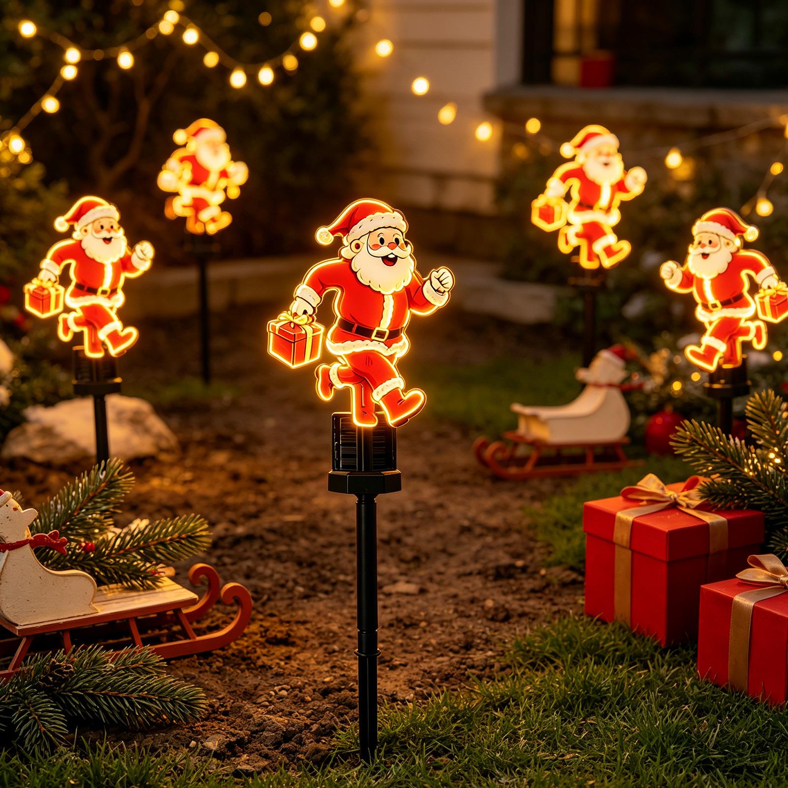 Outdoor Solar Power Xmas Lights - 1Pcs Christmas Santa Claus Pathway Lights