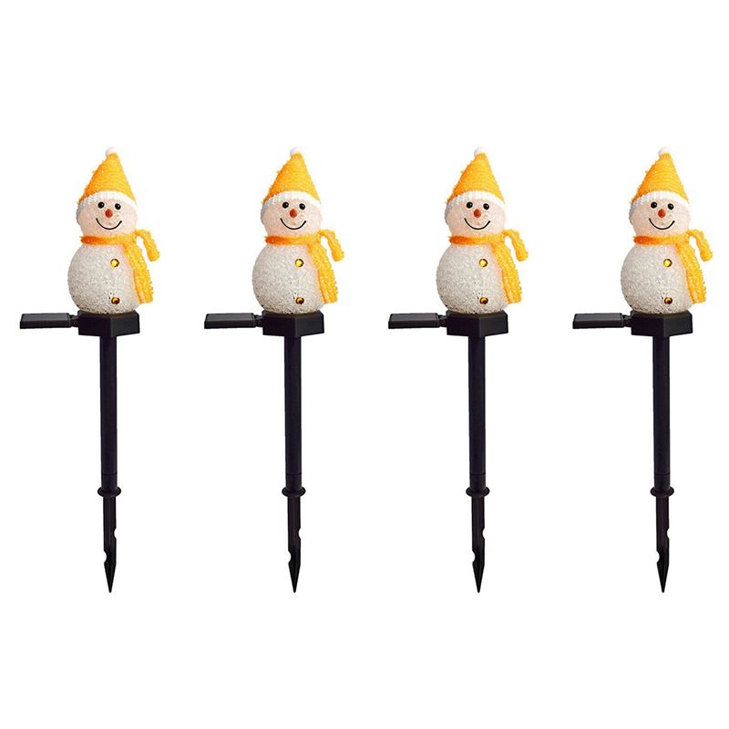 Outdoor Solar Power Xmas Lights - ABGH-4X Snowman Solar Lights Christmas Solar