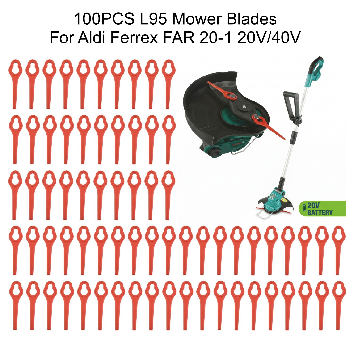 100Pcs 95mm Mower Blades Plast - đánh giá và giá Leaf Blower Cordless