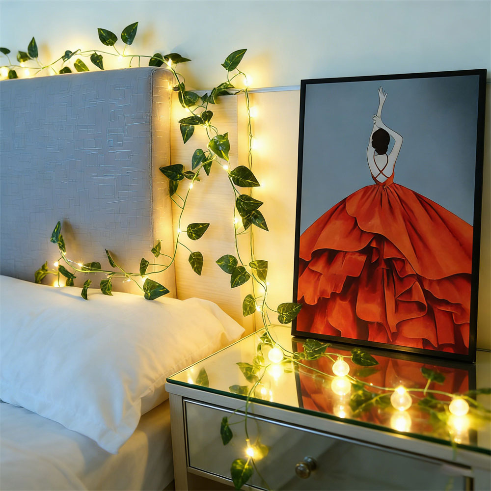 LED Green Rattan Leaf Fairy Li - đánh giá và giá Outdoor Power For Wedding
