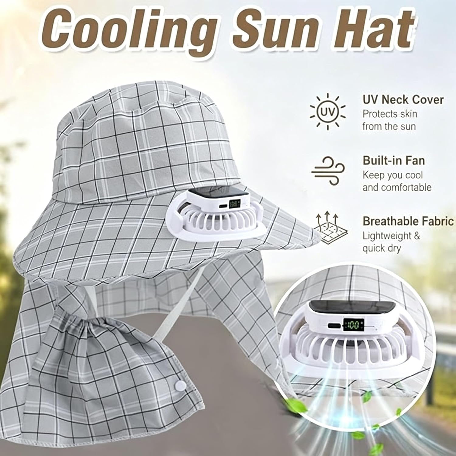 1PC Solar Power Neck Guard Fan - đánh giá và giá Outdoor Power Fan