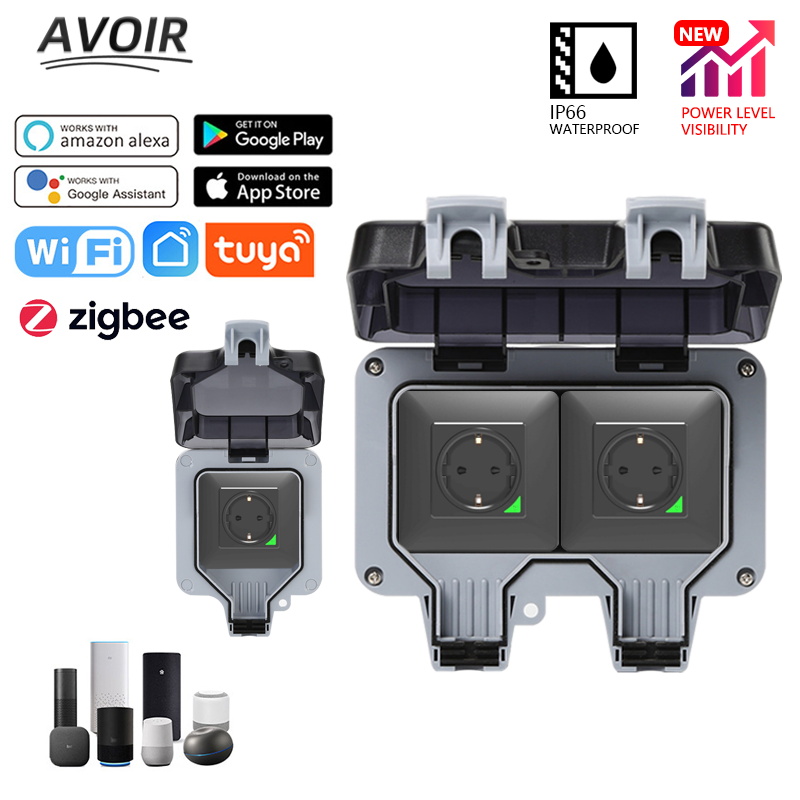 Avoir Tuya Zigbee Ổ Cắm Điện I - đánh giá và giá Outdoor Power Outlet With Remote Control