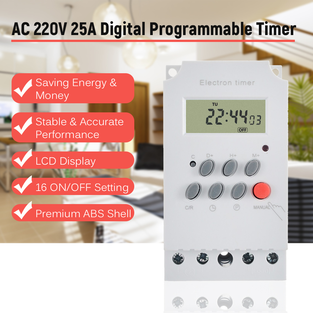 AC 220V 25A Digital Programmab - đánh giá và giá Outdoor Power Timer