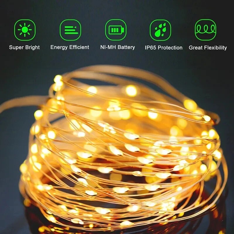 100 LED Solar Fairy Waterproof - đánh giá và giá Outdoor Power For Wedding