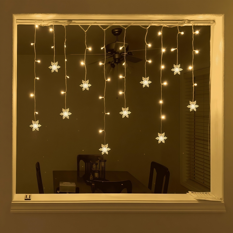 USB Powered Snowflake Curtain  - đánh giá và giá Outdoor Solar Power Xmas Lights