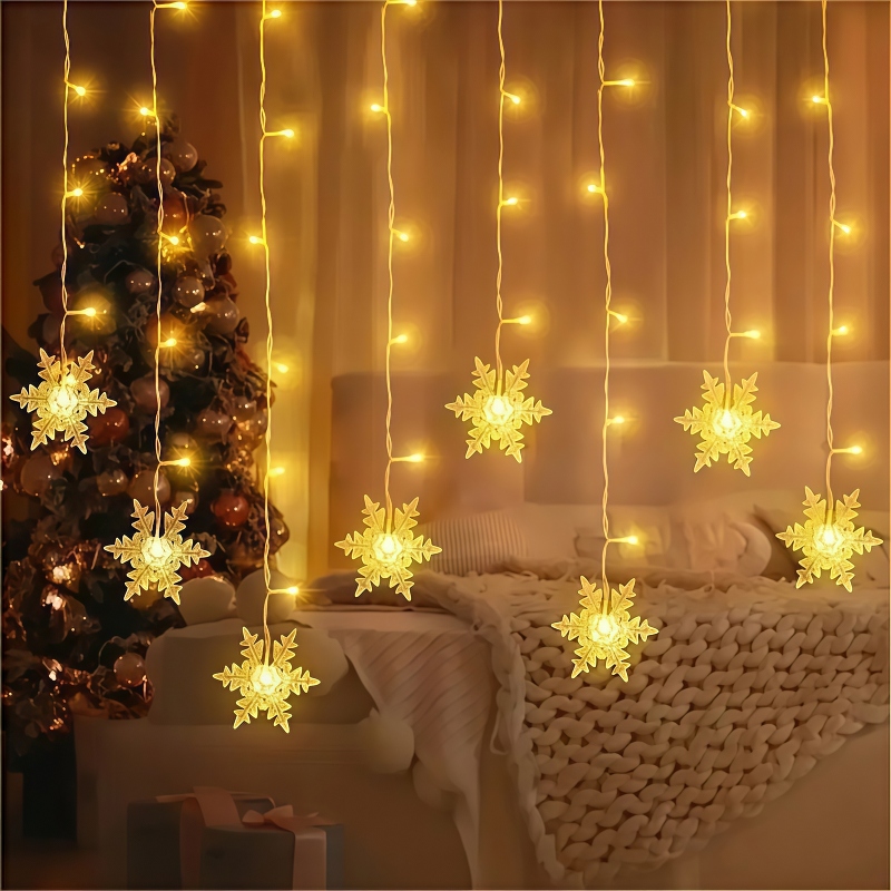 USB Powered Snowflake Curtain  - đánh giá và giá Outdoor Solar Power Xmas Lights