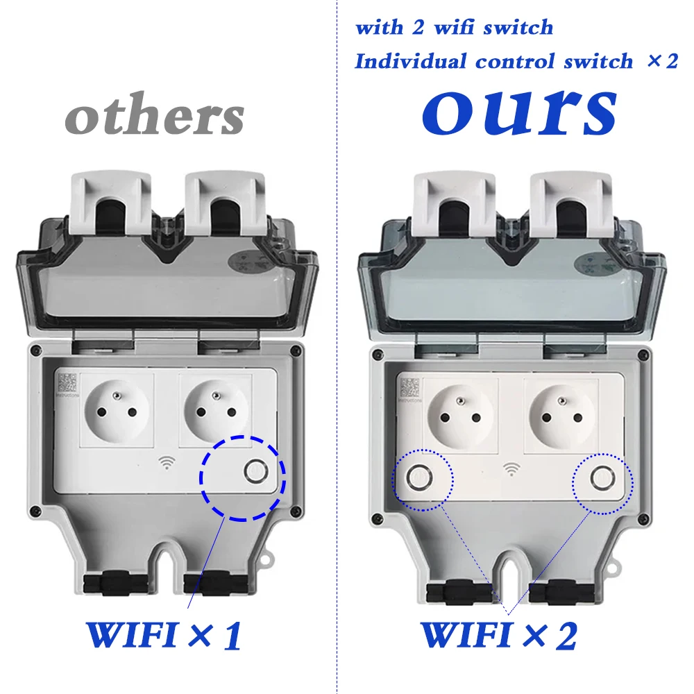 EU FR smart Tuya Waterproof El - đánh giá và giá Outdoor Power Outlet With Remote Control