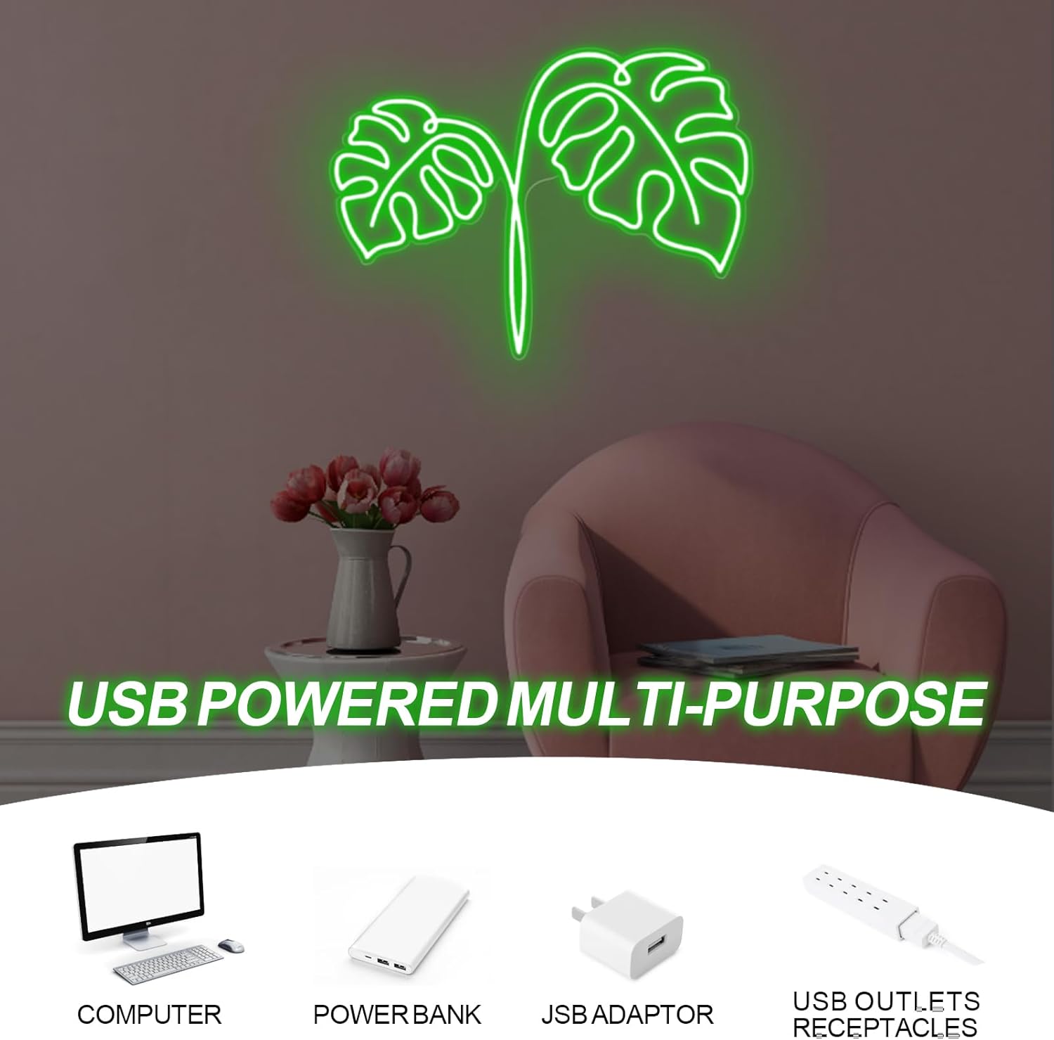 Monstera Leaf Neon Sign USB Po - đánh giá và giá Outdoor Power And Plant